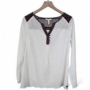 Matilda Jane Snow Globe Tunic Eyelets Floral Cotton Size XS NWOT White